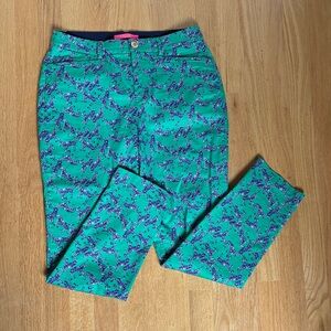 Printed Teal Green Zebra print cotton pants.